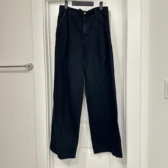 NWT Agolde Ellis Wide Leg Jeans in Crushed Black Size 24 - Picture 3 of 10